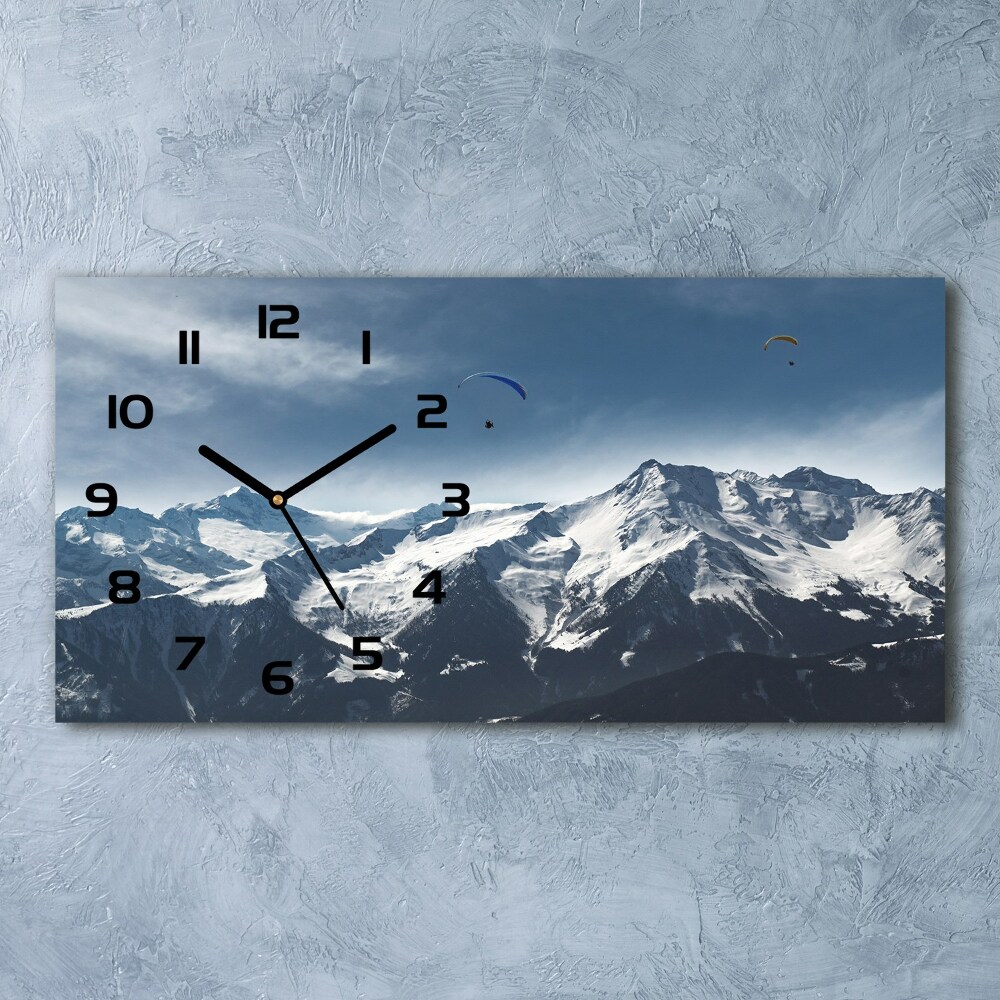 Horizontal rectangular wall clock Paraglide of the Alps