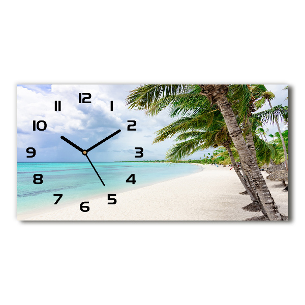 Horizontal rectangular wall clock Tropical beach