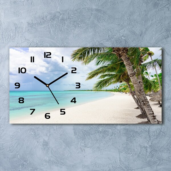 Horizontal rectangular wall clock Tropical beach