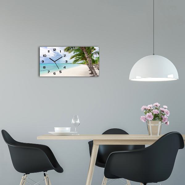 Horizontal rectangular wall clock Tropical beach