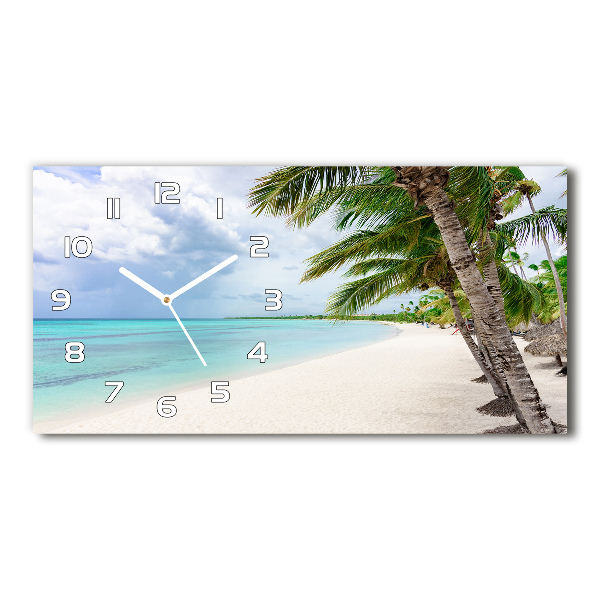 Horizontal rectangular wall clock Tropical beach