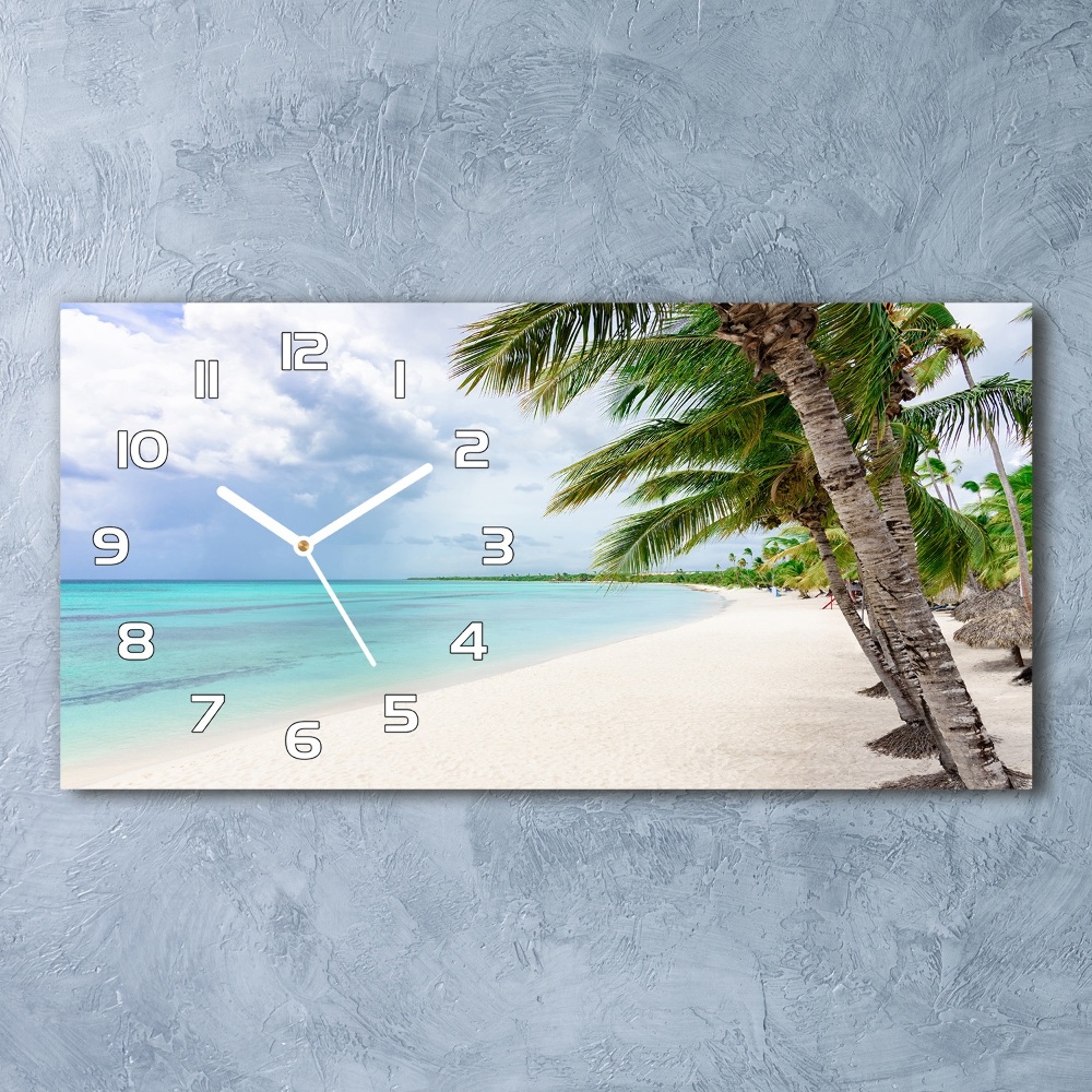 Horizontal rectangular wall clock Tropical beach