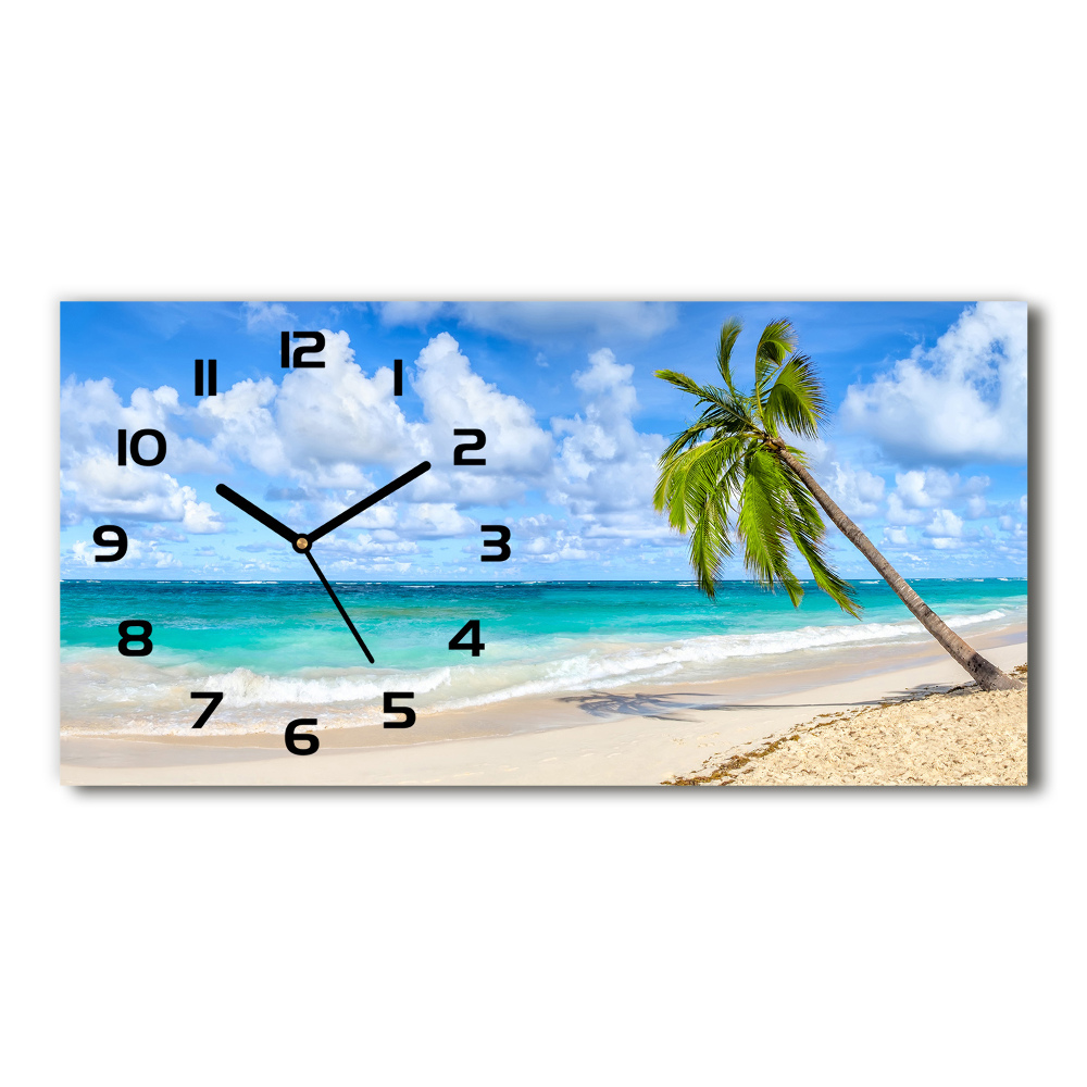 Horizontal rectangular wall clock Tropical beach