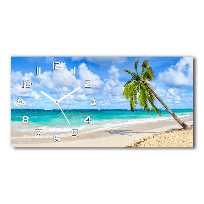 Horizontal rectangular wall clock Tropical beach