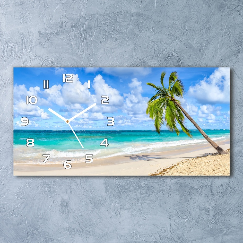 Horizontal rectangular wall clock Tropical beach