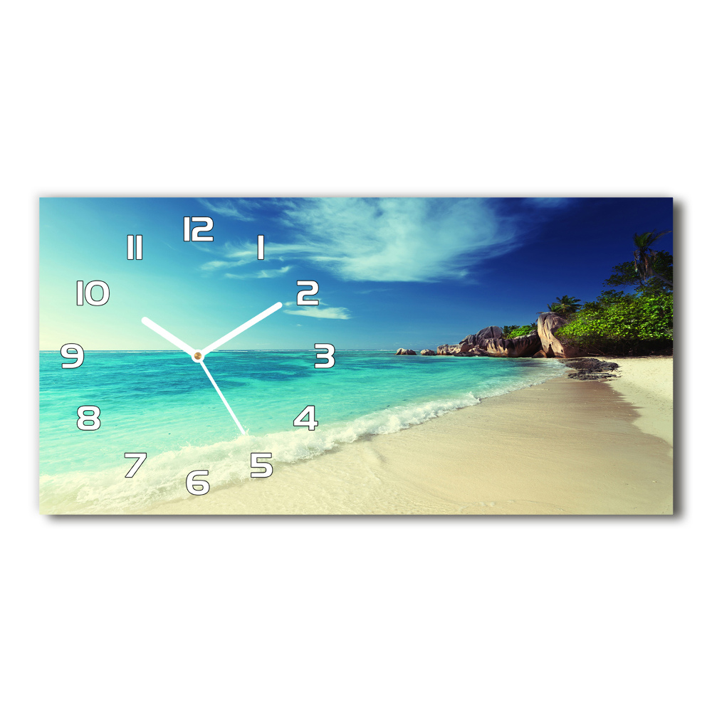 Horizontal wall clock Seychelles beach