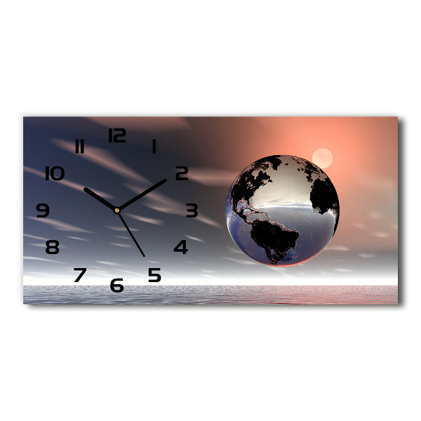 Horizontal rectangular wall clock Planet Earth