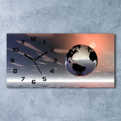 Horizontal rectangular wall clock Planet Earth