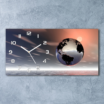 Horizontal rectangular wall clock Planet Earth