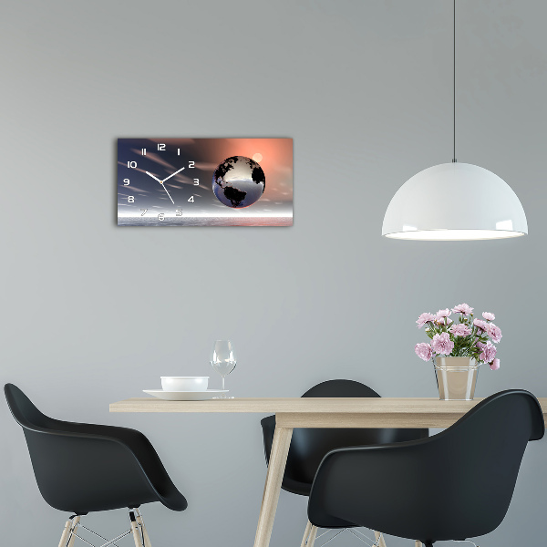 Horizontal rectangular wall clock Planet Earth