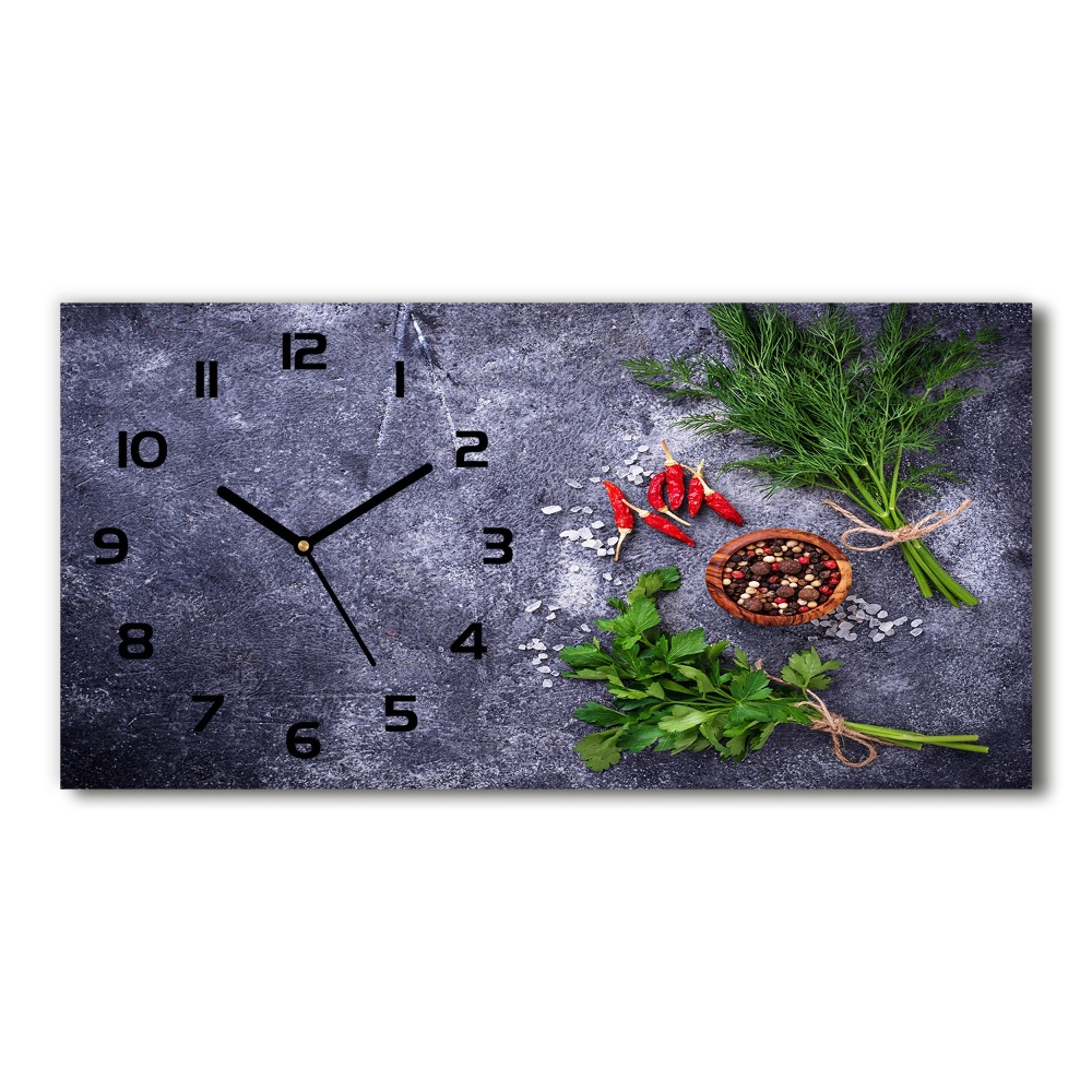 Horizontal wall clock Herbs and spices