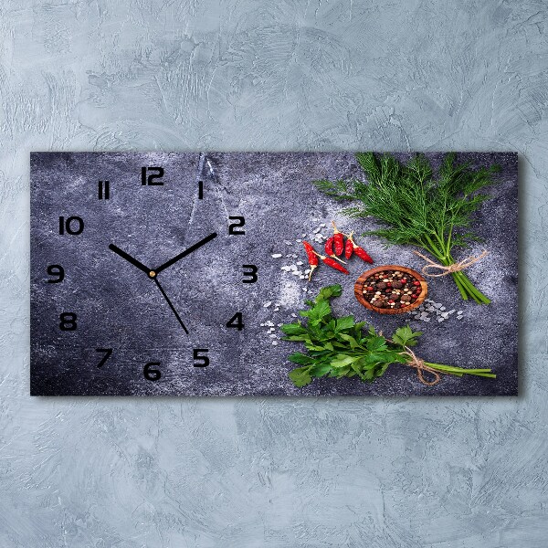 Horizontal wall clock Herbs and spices