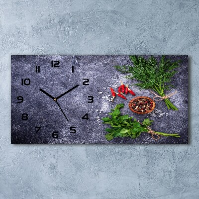 Horizontal wall clock Herbs and spices