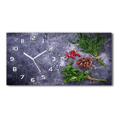 Horizontal wall clock Herbs and spices