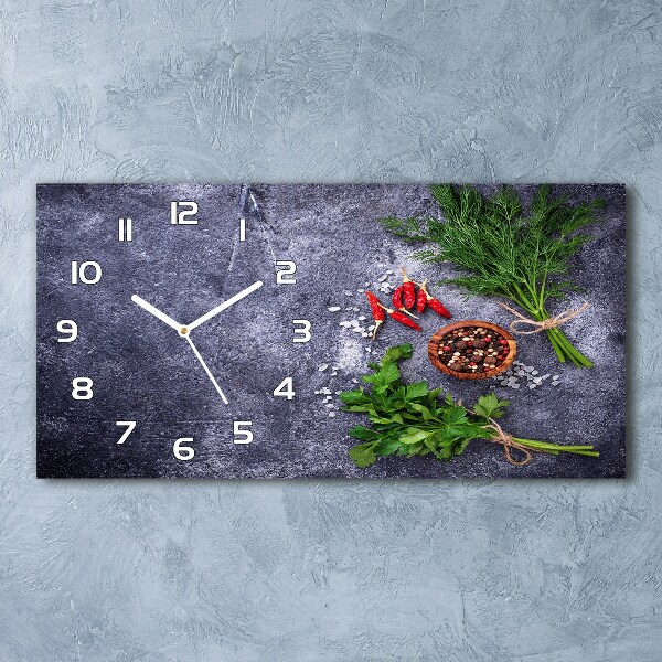 Horizontal wall clock Herbs and spices