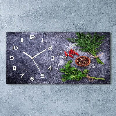 Horizontal wall clock Herbs and spices