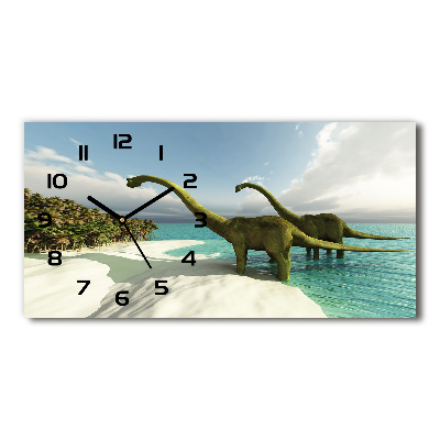 Horizontal rectangular wall clock Dinosaurs on the beach