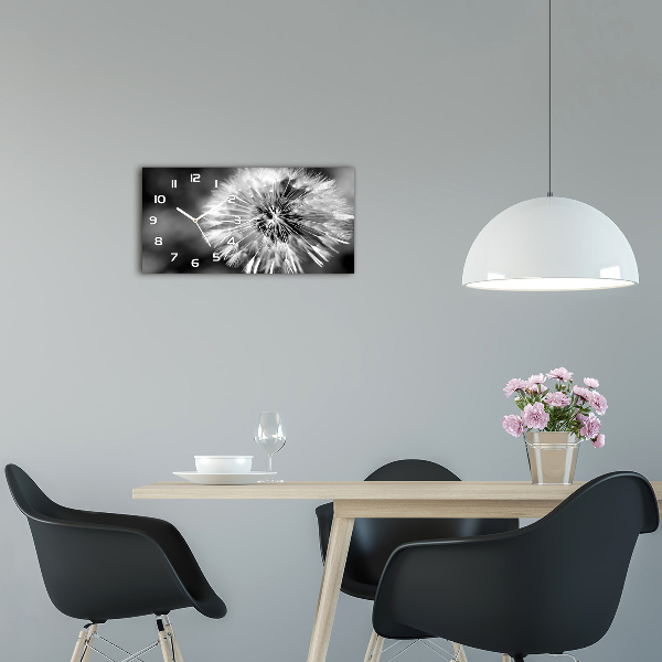 Horizontal rectangular wall clock dandelions