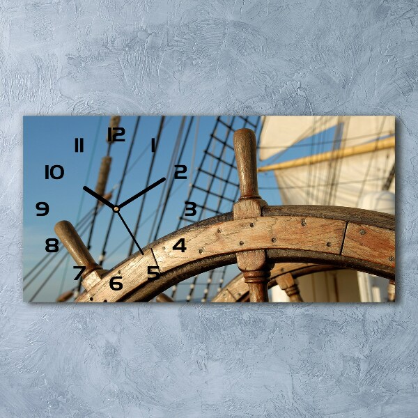 Horizontal rectangular wall clock Rudder on the yacht