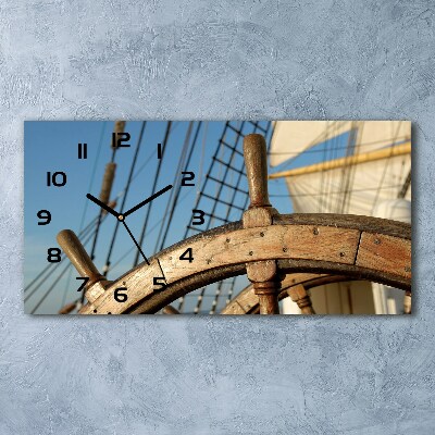 Horizontal rectangular wall clock Rudder on the yacht