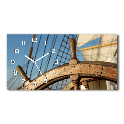 Horizontal rectangular wall clock Rudder on the yacht