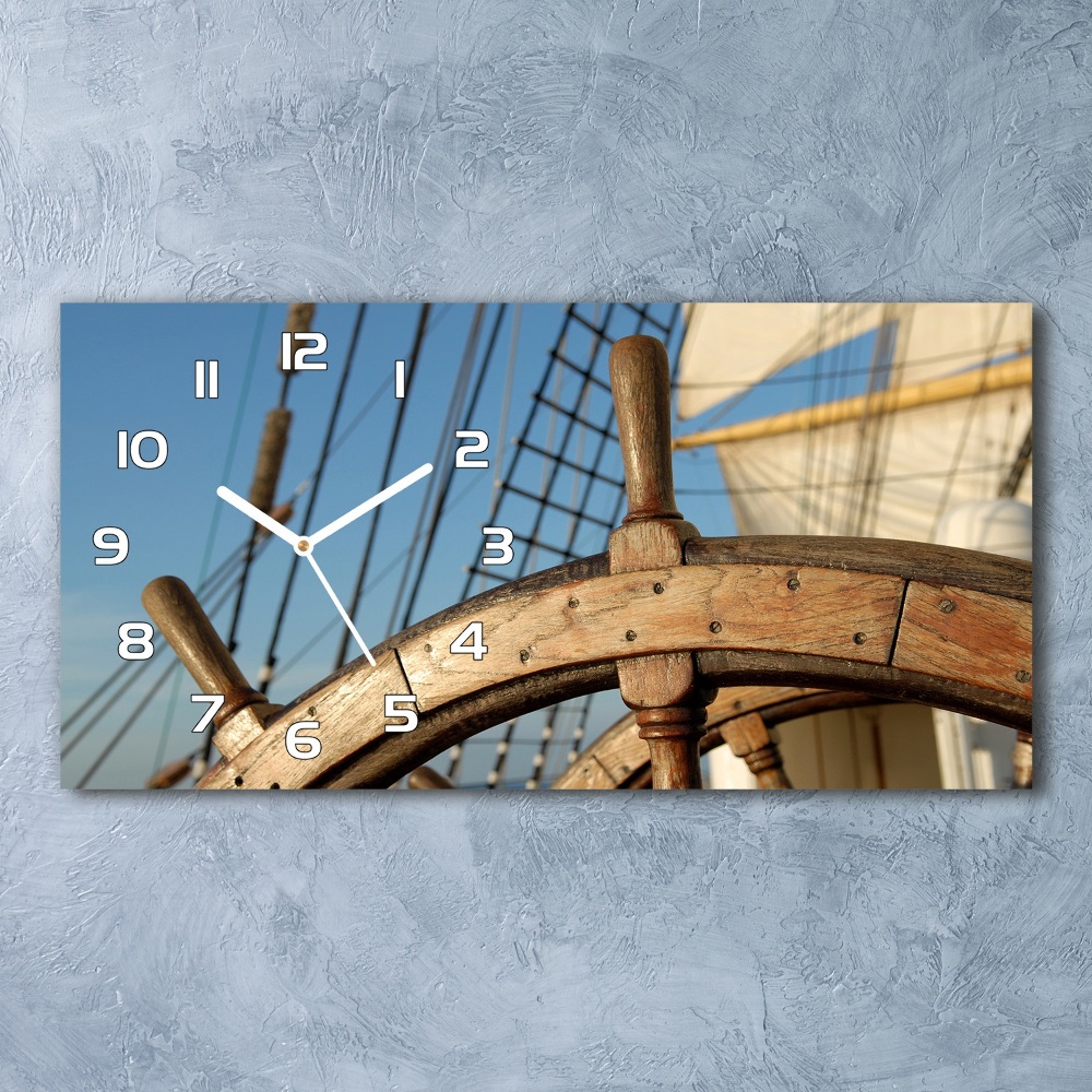 Horizontal rectangular wall clock Rudder on the yacht