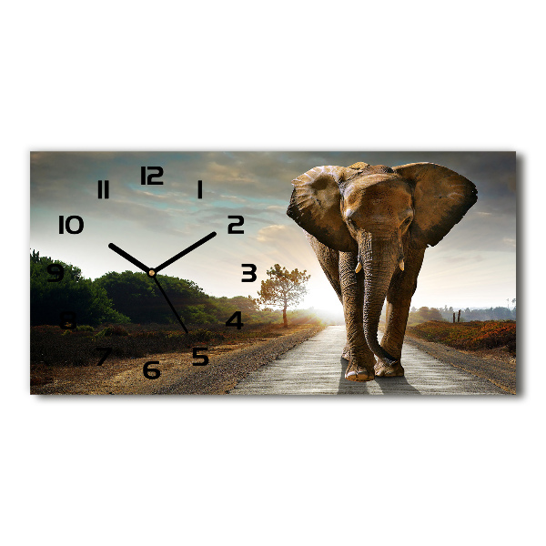 Horizontal wall clock Walking the elephant