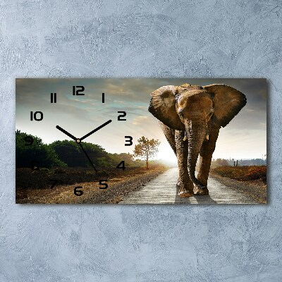 Horizontal wall clock Walking the elephant