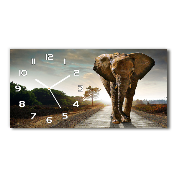 Horizontal wall clock Walking the elephant