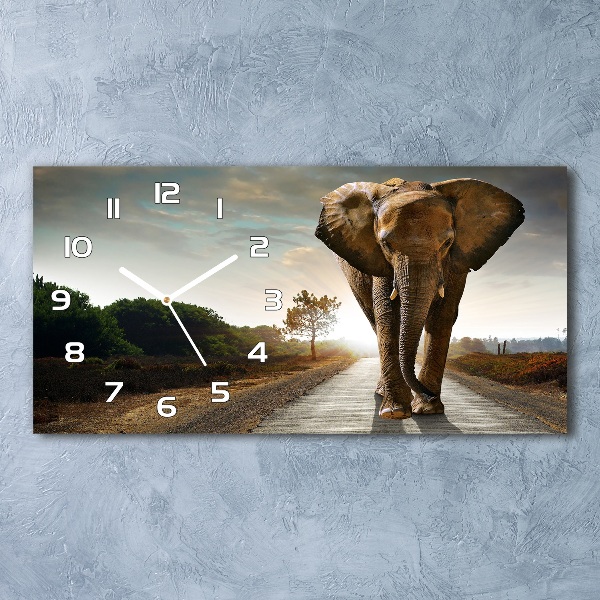 Horizontal wall clock Walking the elephant