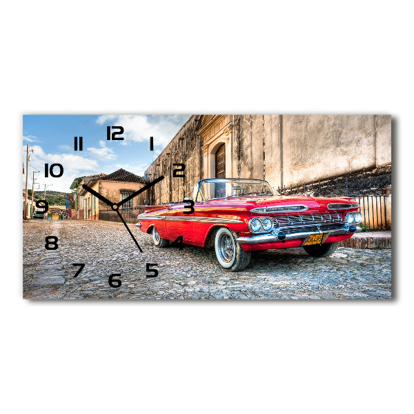 Horizontal rectangular wall clock Red Chevrolet