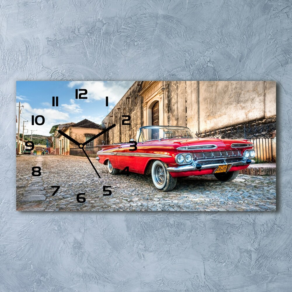 Horizontal rectangular wall clock Red Chevrolet