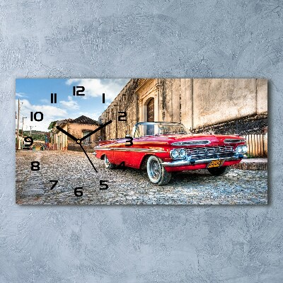 Horizontal rectangular wall clock Red Chevrolet