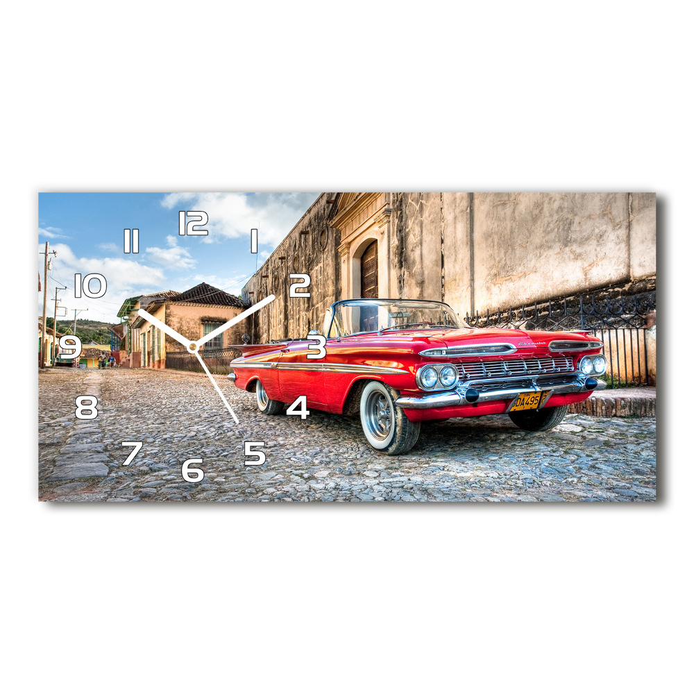 Horizontal rectangular wall clock Red Chevrolet