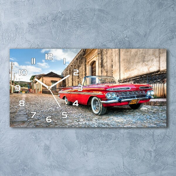 Horizontal rectangular wall clock Red Chevrolet