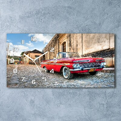 Horizontal rectangular wall clock Red Chevrolet