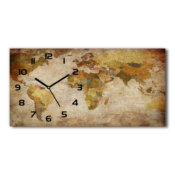 Horizontal rectangular wall clock Political map