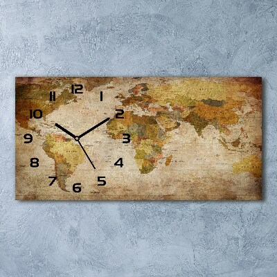 Horizontal rectangular wall clock Political map