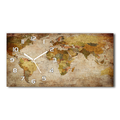 Horizontal rectangular wall clock Political map