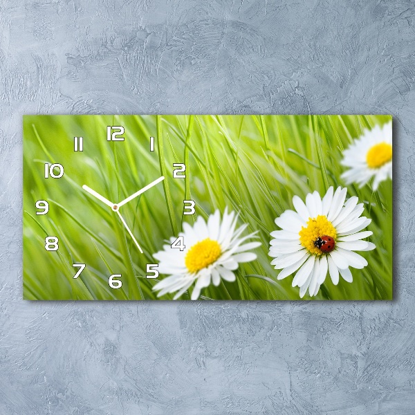 Horizontal rectangular wall clock Daisy