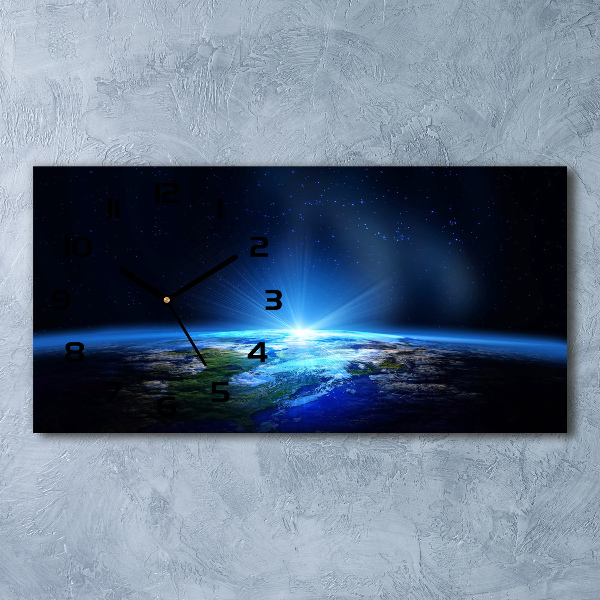 Horizontal wall clock Planet Earth