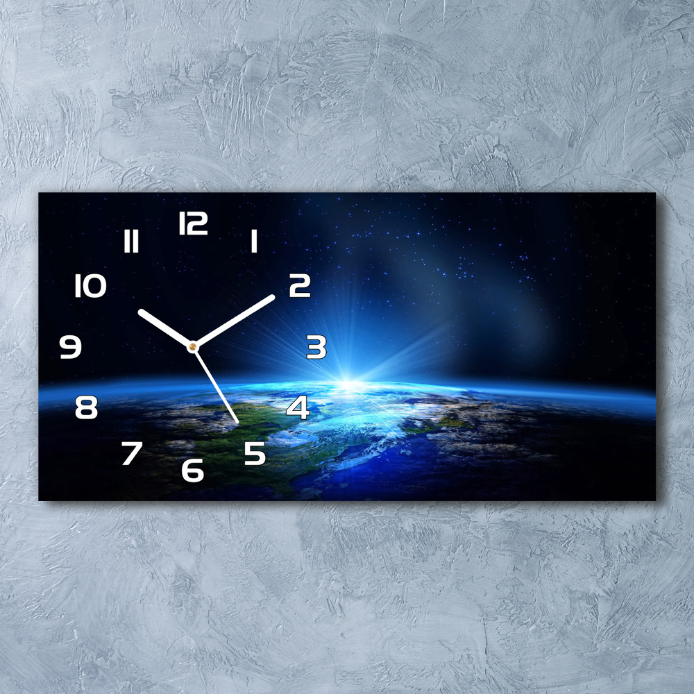 Horizontal wall clock Planet Earth