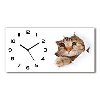 Horizontal rectangular wall clock Cat