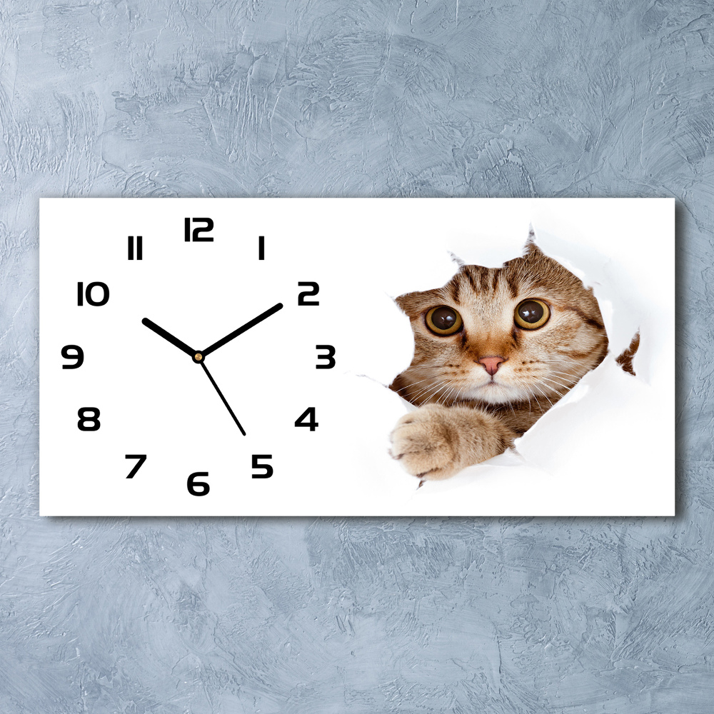 Horizontal rectangular wall clock Cat