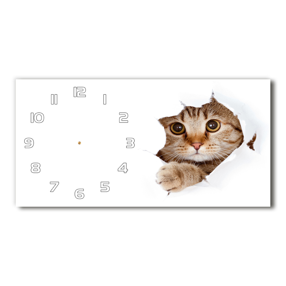 Horizontal rectangular wall clock Cat