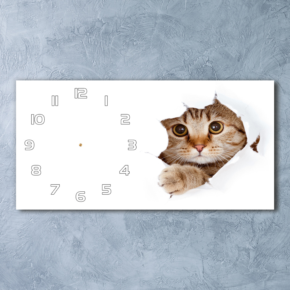 Horizontal rectangular wall clock Cat