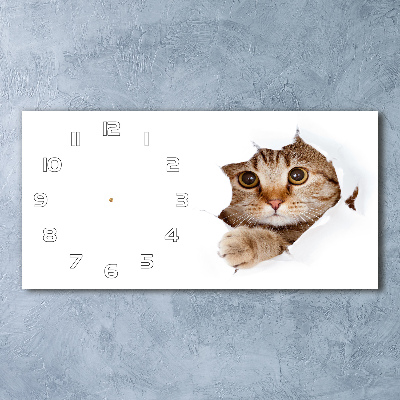 Horizontal rectangular wall clock Cat