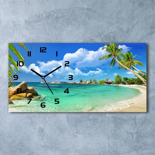 Horizontal wall clock Seychelles beach