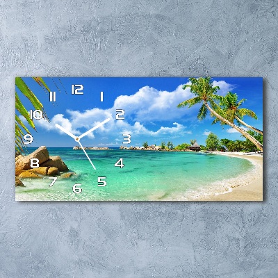 Horizontal wall clock Seychelles beach