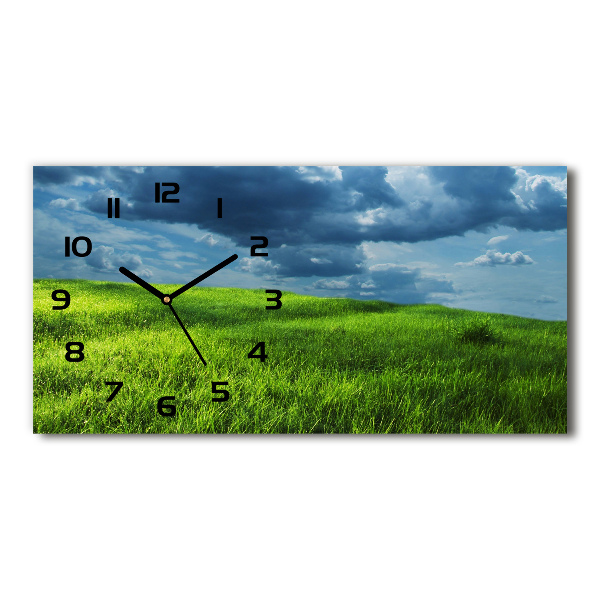 Horizontal rectangular wall clock Storm clouds